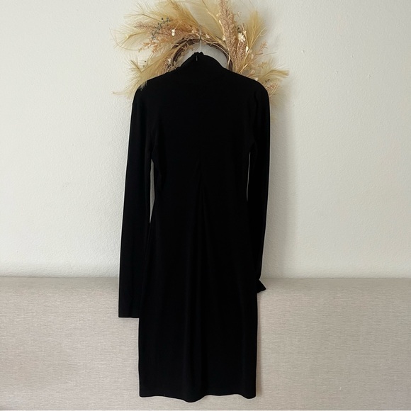 Norma Kamali Slim Fit Turtleneck Thumbhole Long Sleeve Dress - Picture 5 of 15